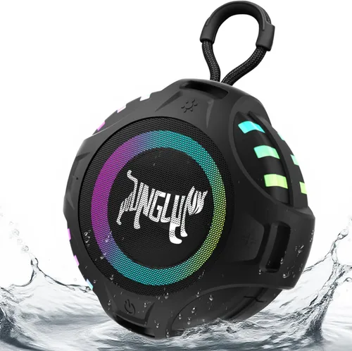 Altavoz Bluetooth inalámbrico, altavoz portátil de dientes azules con IPX6 impermeable, batería de 2500 mAh, emparejamiento TWS, luz RGB, micrófono