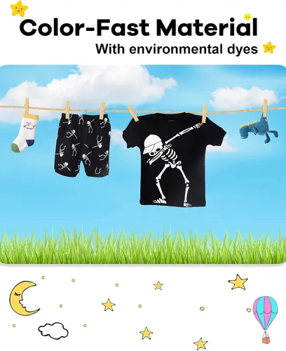 Miniatura 8 de DAUGHTER QUEEN Pijama para niños de 4 piezas, conjunto corto 100% algodón, talla 18 meses - 12 años