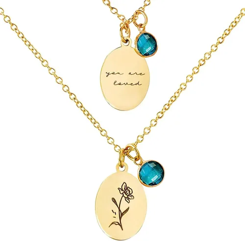 Miniatura 11 de Collar de flores de nacimiento, collar de piedra natal de diciembre, collar con dije para mamá, regalos de cumpleaños, cadena de oro, delicado