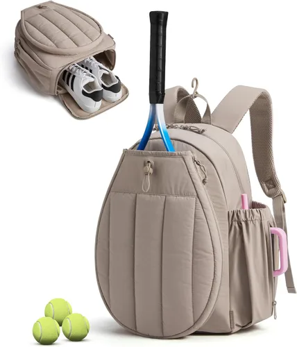 Miniatura 17 de BAGSMART - Bolsa de tenis y gimnasio para mujeres, con compartimento para 2 raquetas, compartimento para zapatos y bolsillo para cosas húmedas