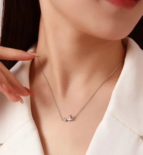 Miniatura 2 de Collar con dije de cristal de pájaro de paloma, de plata de ley para mujeres y niñas, collar de cadena con dije de golondrina de hammingbir