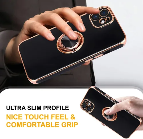 Miniatura 5 de Funda diseñada para iPhone 11, soporte de anillo giratorio de 360° integrado, soporte magnético de silicona suave, cubierta protectora ultra delgada