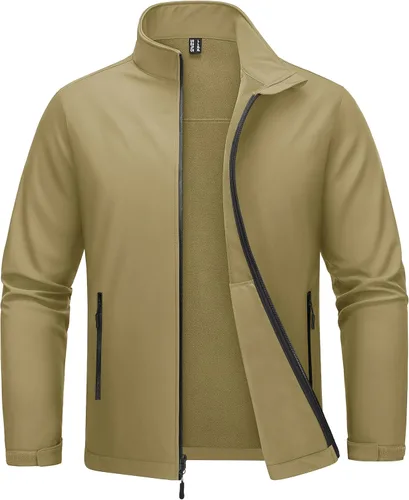 Miniatura 11 de MAGCOMSEN Chaqueta Softshell con forro polar para hombre, ligera, impermeable, cortavientos con cremallera, abrigo de lluvia para invierno
