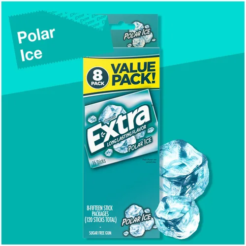 Miniatura 3 de EXTRA Polar Ice Gum sin azúcar, 8 unidades/caja, paquete de 6 (48 unidades en total), goma de mascar de menta a granel