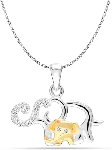 LeCalla Collar de plata de ley 925 con colgante de elefante de buena suerte con diseño de animales de buena suerte, regalo de joyería para mujeres y