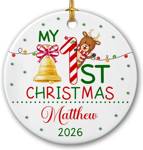 Miniatura 8 de Adornos de Navidad personalizados de animales del bosque 2026, primera decoración de árbol de Navidad del bebé, adorno de primera Navidad, adorno