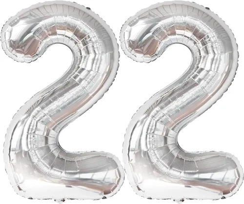 KatchOn Globo Número 22 Plateado - 40 Pulgadas | Globos Número 22 | Globos Plateados Número 22, Decoraciones de Cumpleaños 22 para Hombres | Globos