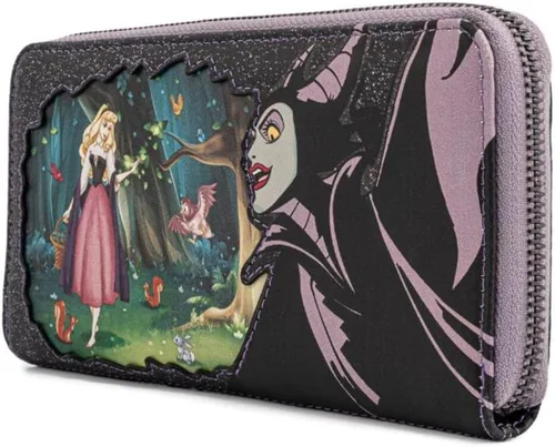 Miniatura 3 de Loungefly Disney Villains Scenes Maléfica Sleeping Beauty Zip Around Wallet, Negro -, Cartera con cremallera