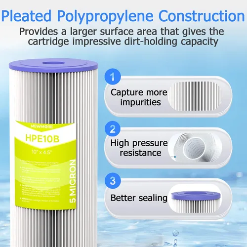Miniatura 3 de Cartucho de filtro de agua de 5 micrones para toda la casa, filtros de sedimentos plisados para agua de pozo, repuesto para FXHSC, GXWH40L, GXWH35F
