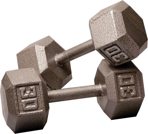 Miniatura 15 de Body-Solid Mancuerna hexagonal de hierro fundido, pesas de mano para hombres y mujeres, mancuernas de peso para entrenamiento de fuerza, culturismo