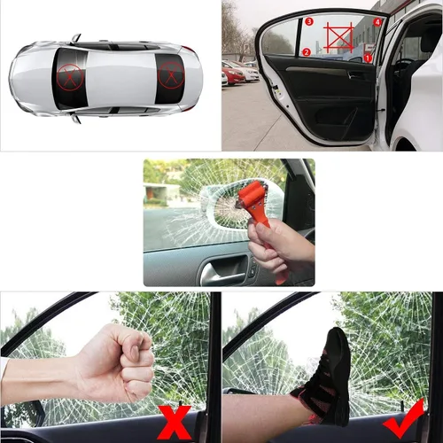 Miniatura 9 de SINSEN Juego de 3 martillos de seguridad para automóvil, herramienta de escape de emergencia, martillo de vidrio para ventana de auto, martillo