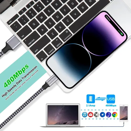 Miniatura 4 de YUNSONG Cargador para iPhone [certificado MFi], paquete de 3 cables Lightning trenzados de nailon de 6 pies, carga rápida, sincronización de datos