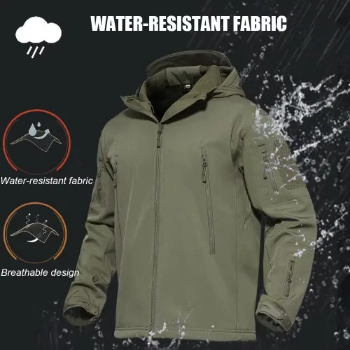 Miniatura 3 de MAGCOMSEN - Chaqueta táctica con capucha para hombre, impermeable, suave, abrigo de invierno