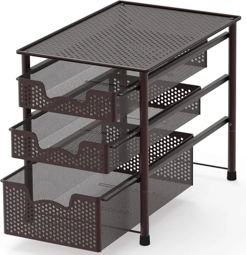 Simple Houseware - cajón organizador apilable de 3 niveles, color bronce