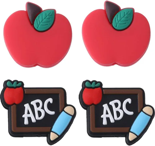 Miniatura 29 de SUNNYCLUE 1 caja de 10 cuentas focales de silicona para profesores, cuentas en forma de pizarra a granel de 1.024 x 1.181 in, de goma de doble cara