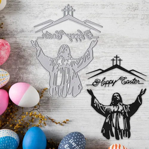 Miniatura 4 de Estivaux Marco de Navidad troquelado para hacer tarjetas, troqueles de oración de Jesús, adornos de religión de la Santa Familia, plantillas