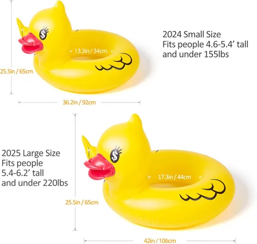 Miniatura 7 de Float Joy Divertidos flotadores inflables para piscina de pato para adultos, flotadores de pato de goma mejorados para piscina, lago, flotadores