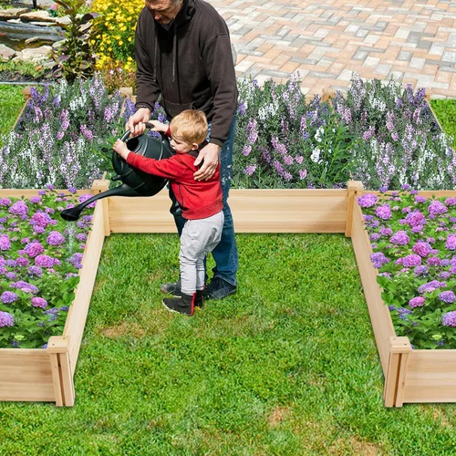Miniatura 2 de S AFSTAR Cama de jardín elevada de madera, kit de jardinera divisible, cama elevada para plantar flores al aire libre, macetas sobre el suelo