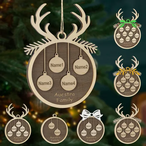 Miniatura 19 de Adornos de Navidad personalizados, familia de 1 nombre, adornos de Navidad de madera personalizados, decoración personalizada, decoración de árbol