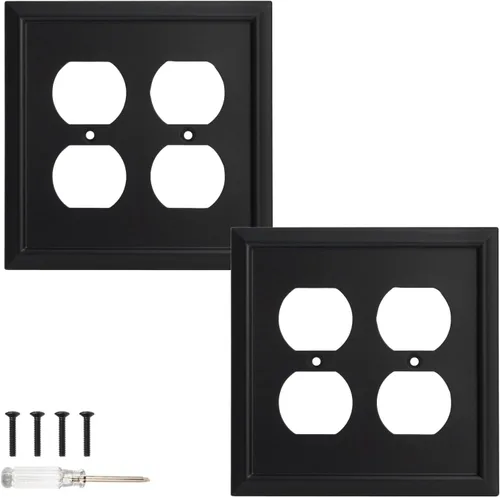 Miniatura 17 de Placa de pared, cubiertas de toma de corriente dúplex, cubierta de interruptor de luz negro mate - Placa de cubierta de toma de corriente eléctrica