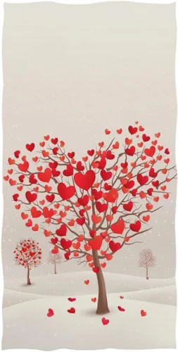 Naanle Toallas de mano suaves con estampado de árboles en forma de corazón, día de la madre, día de San Valentín, boda, multiusos para baño, hotel,