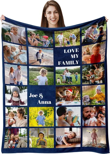 Miniatura 18 de Envío al día siguiente, manta personalizada con foto y texto impresos en EE. UU., cobijas con fotos personalizadas y mantas para lanzar, manta Foto
