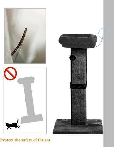 Miniatura 7 de Karolpar Rascador de gato de 32 pulgadas para gatos de interior, rascador de sisal para gatos con percha de felpa, poste grande para rascar