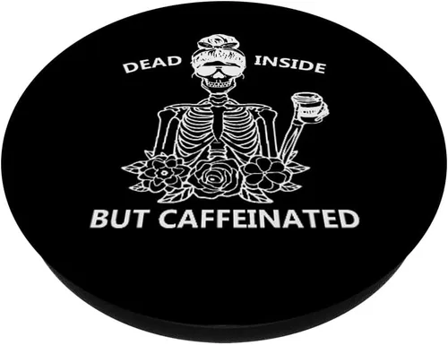 Miniatura 2 de Dead Inside But Cafeinated Skeleton Coffee Energy Drink PopSockets intercambiables PopGrip