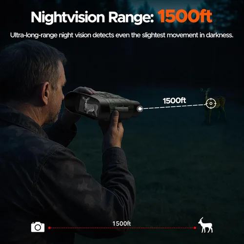 Miniatura 8 de Gafas de visión nocturna, prismáticos de visión nocturna de 112 MP para adultos, visión nocturna digital infrarroja 4K con tarjeta de 64 GB, grado