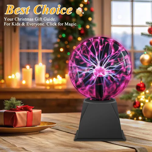 Miniatura 2 de DELIPOP Bola de plasma de 8 pulgadas, luz roja con cable enchufable, lámpara de bola de plasma mágica, luz de discoteca sensible al tacto y al
