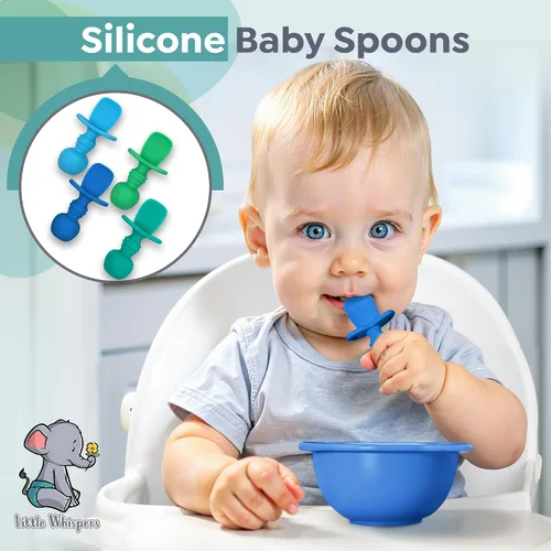 Miniatura 2 de LittleWhispers - Cucharas de silicona para bebés, autoservicio de 6 meses, utensilios aptos para bebés, niños pequeños y niños, primera etapa