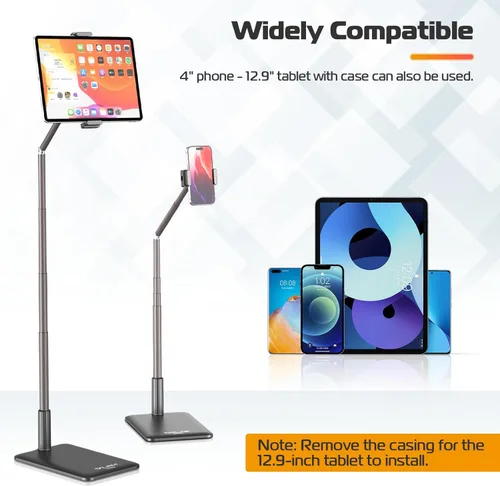 Miniatura 6 de VIJIM Soporte de piso para tableta, soporte de teléfono para grabación, soporte ajustable para teléfono celular y tableta para piso, compatible