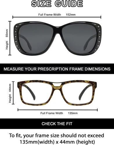 Miniatura 7 de PZ - Gafas de sol polarizadas para mujer para cubrir sobre gafas graduadas con protección UV