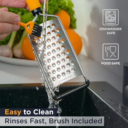 Miniatura 8 de Deiss PRO - Rallador grueso y rallador de queso de mano, cuchillas afiladas de acero inoxidable, mango antideslizante, rallador de queso pequeño