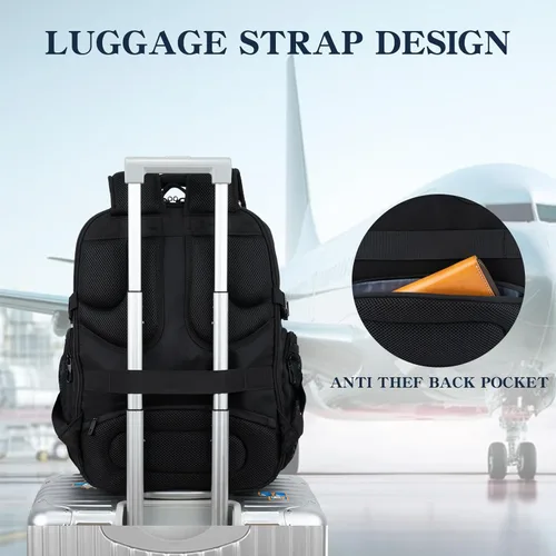 Miniatura 6 de EMPSIGN Mochila de viaje para laptop para hombres, mochila de computadora de 17.3 pulgadas, mochila antirrobo para laptop de negocios de 45 litros