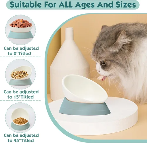 Miniatura 2 de Cuenco de Comida para Bulldog Francés - Cuenco Inclinado y Ladeado para Comida y Agua de Pug, Cuenco para Gatos - Comedero para Frenchie/Shih Verde