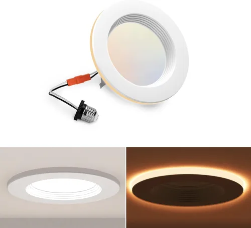 Miniatura 11 de 1 paquete de luces LED de 5/6 pulgadas con luz nocturna, iluminación LED empotrable retrofit de 5CCT, seleccionable de 2700K-6000K, regulable, 12W =