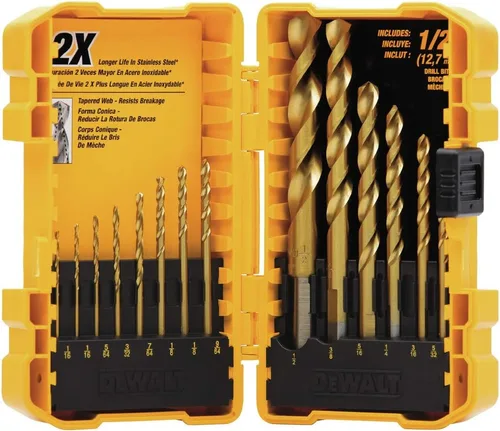 Miniatura 2 de DEWALT DW1341 Juego de brocas de punta de velocidad de nitruro de titanio de 14 piezas