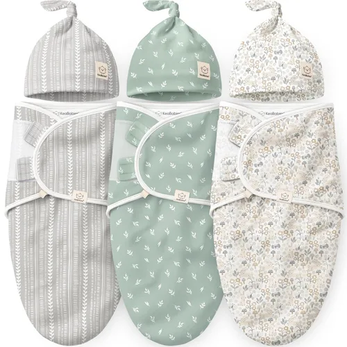 Miniatura 18 de KeaBabies Paquete de 3 mantas envolventes para recién nacidos, niñas, niños con gorros - Sacos de dormir suaves y orgánicos para bebés, juego