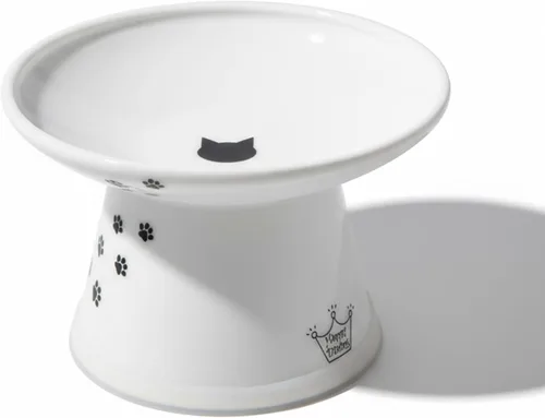 Tazón elevado de comida para gatos Necoichi – Tazón elevado de cerámica para gatos para fatiga de bigotes y cuello, apto para lavavajillas y