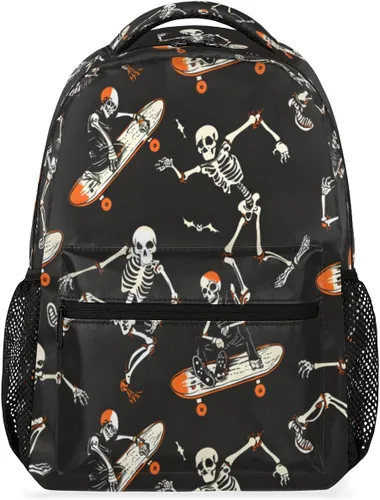 Pardick Mochilas de calavera de Halloween para niños y niñas, divertidas y ligeras de 16 pulgadas, mochila escolar para laptop, mochila