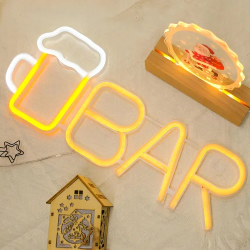 Miniatura 9 de ENUOLI Letrero de Neón de Bar, Luz de Neón de Cerveza LED para Bar, Letrero LED Alimentado por USB/Batería para Cueva de Hombre, Letrero de Neón