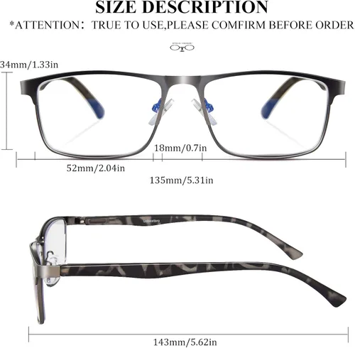 Miniatura 6 de Lcbestbro Paquete de 3 lentes de lectura con bloqueo de luz azul para hombres, elegantes lectores de marco de metal
