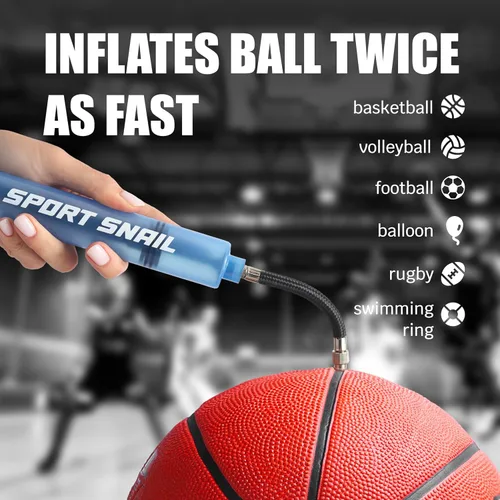 Miniatura 4 de Bomba de mano para pelotas – Bomba de aire portátil con aguja de 3 piezas y estuche compacto – Inflador de pelota deportiva pequeña – Voleibol
