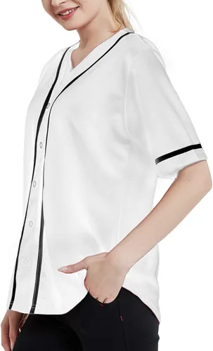 Miniatura 3 de TopTie Camiseta de béisbol para mujer, hipster, con botones