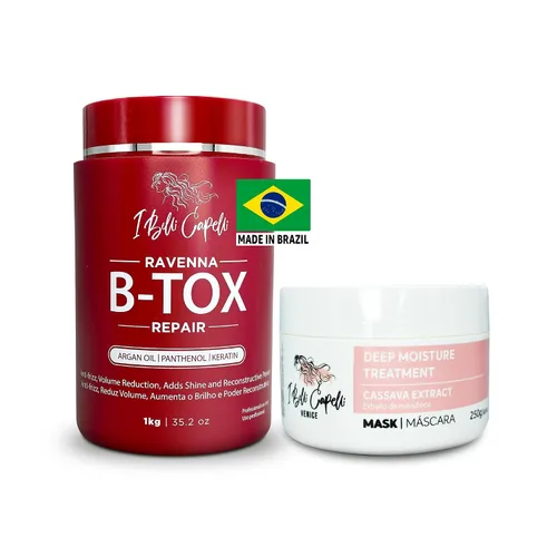 Miniatura 11 de I Belli Capelli Ravenna B-tox Kit - Tratamiento alisador del cabello con máscara de aceite de argán, 17.64 oz, sin formaldehído, antiencrespamiento