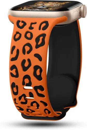 Miniatura 17 de CreateGreat Correas de leopardo grabadas compatibles con Apple Watch Band de 1.575 in 1.614 in 1.496 in 1.654 in 1.732 in 1.772 in 1.811 in 1.929 in