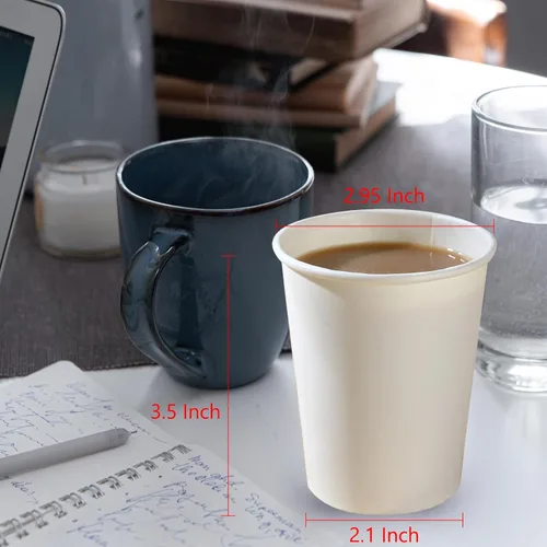Miniatura 7 de Paquete de 300 vasos de papel de 8 onzas, tazas de café desechables de 8 onzas para caliente o terracho. Tazas de té desechables para el hogar