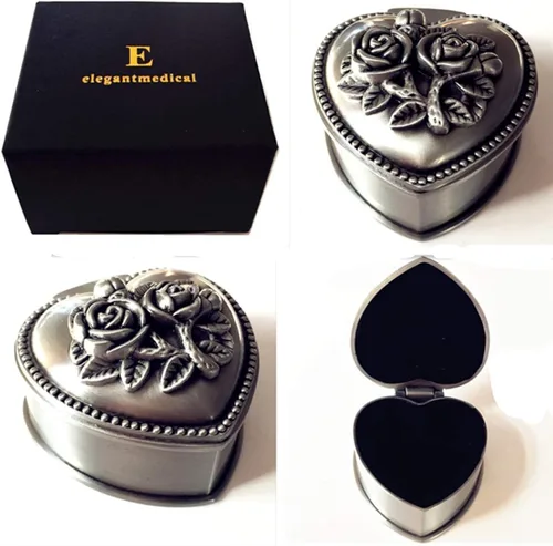 Miniatura 6 de elegantmedical Collar de cruz azul de San Benito con cuentas de rosa de plata hechas a mano y bonita caja de joyería de metal