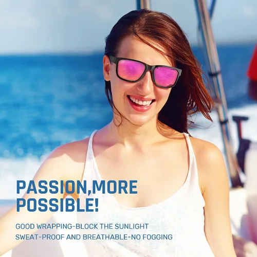 Miniatura 6 de TOREGE Gafas de sol polarizadas deportivas para hombres y mujeres, lentes de sol para ciclismo, correr, pesca, barco, senderismo, playa, TR66